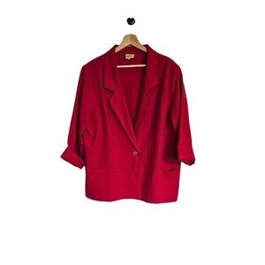 Vintage Haband‎ for her Blazer Size XL Hot Pink one button Oversized roll sleeve